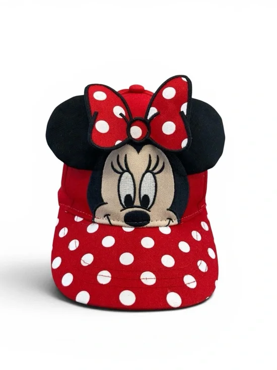 Minnie Mouse Disney Childs Hat Red with Polka Dots & Black Ears Adjustable