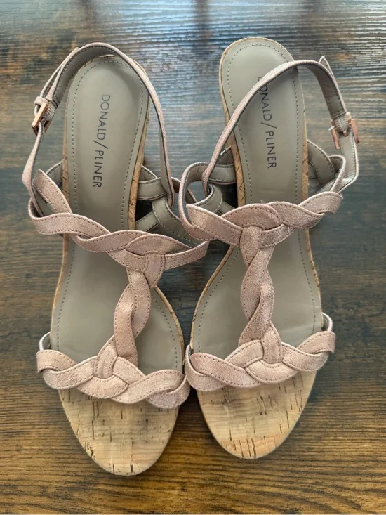 Donald J. Pliner Blush Braided Cork Wedge Sandals