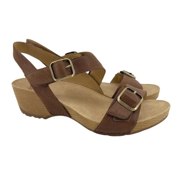 Dansko Trinity Womens Brown Leather Sandals Buckle Slingback Shoes Size 38 (7.5)