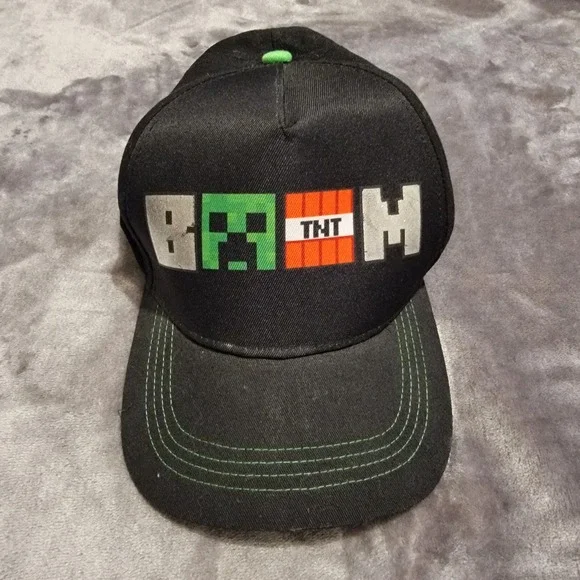 Minecraft Snapback Hat Kids OSFM Black Excellent Creeper TNT 