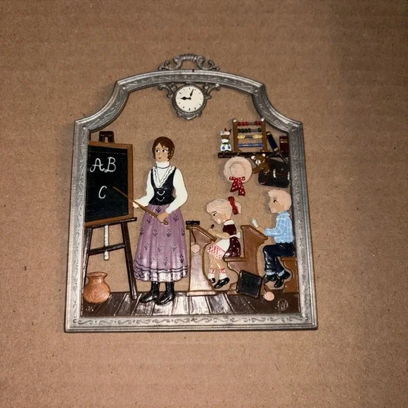Wilhelm Schweizer Pewter Zinnfiguren‎ The Female Teacher Wall Hanging