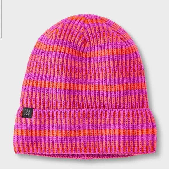 Girls' Plaited Striped Cuff Beanie - All In Motion Pink One Size Fits Most