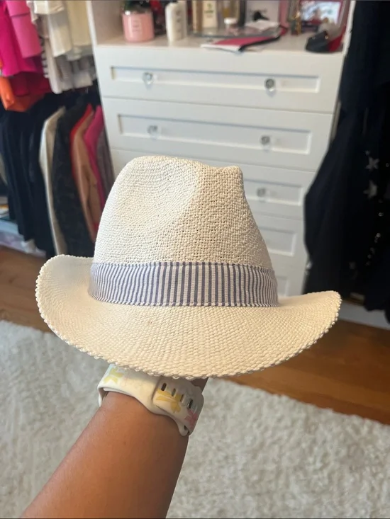 Janie and Jack White Straw Sun Hat with Ribbon Trim