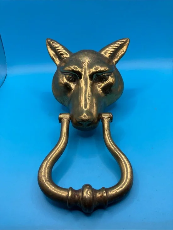 Brass Fox Head Door Knocker - Gold Finish