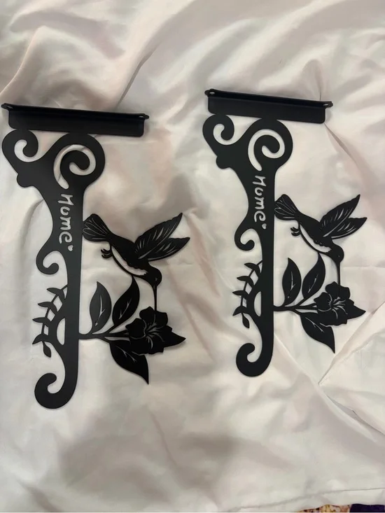 Black 'Home' Hummingbird Wall Bracket Pair - Decorative Home Wall Decor