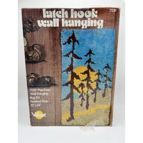 Vtg  Valiant Pine Trees‎ Wall Hanging Kit 7559 12x24
