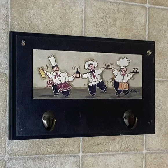 Charming Chef Wall Hooks in Black and Brown Wood Made