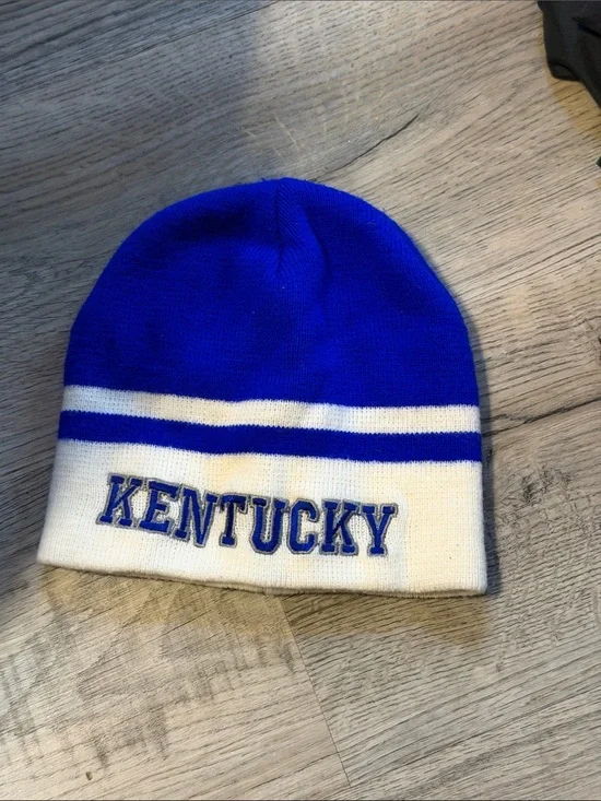 Kentucky Kids Knit Beanie Hat - Blue & White