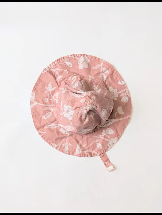 Carter's Pink Floral Bucket Sun Hat with Chin Strap
