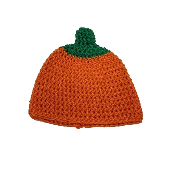 NEW‎ handmade crocheted newborn baby hat yarn pumpkin