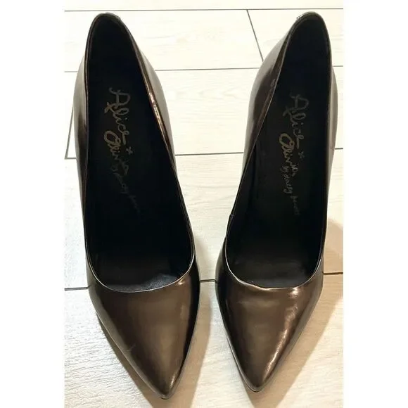 Alice and Olivia by Stacey Bendet high copper Shinny wedge heels size‎ 37.5