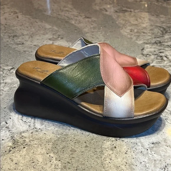 Colorful Women's Wedge Sandals Size 7.5