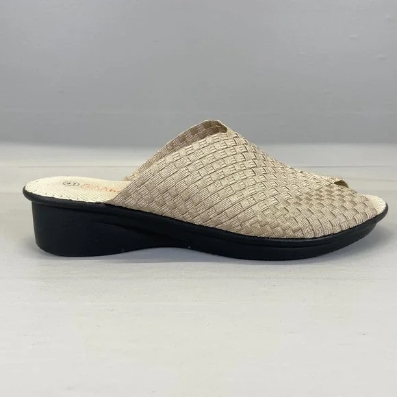 Bernie Mev Wedge Shoes Womens Size 41 US 10.5 Pewter Comfort Slide Sandals