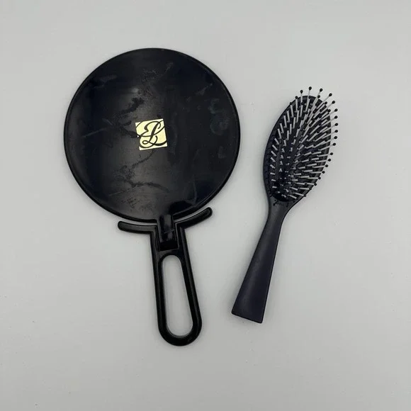 Estée Lauder Blue Hairbrush & Mirror Hand Held Foldable‎ Free Standing Travel