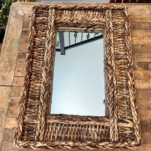 Rectangular Woven Rope Wall Mirror 27.5