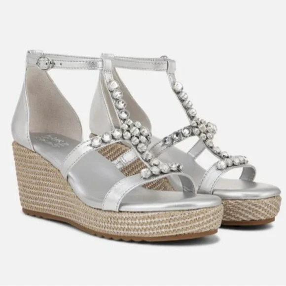 Naturalizer Serena Wedge Silver Sandals Women's‎ Size 11M New in Box