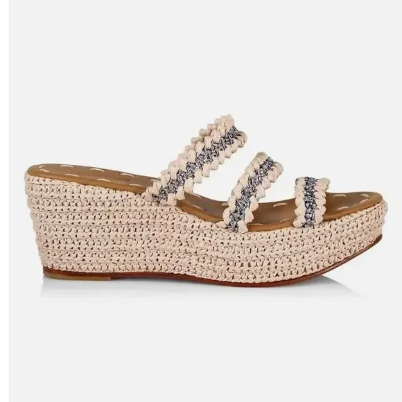 Carrie‎ Forbes Said Three Strap Raffia Wedge Sandal