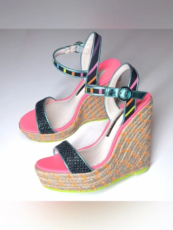 Sophia Webster Multicolor Fabric and Leather Lucita Espadrille Sandals Size- 38
