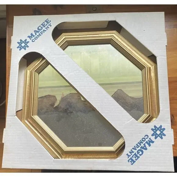 Magee Company Vintage Octagon Shaped Mirror In Gold 15”‎ Set Of 2