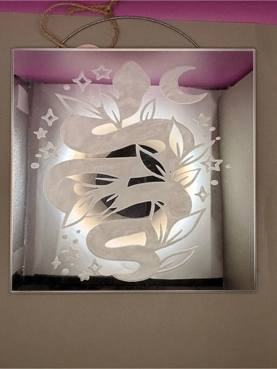 Hand Crafted Silver Etched Snake Mirror Wall Hanging
