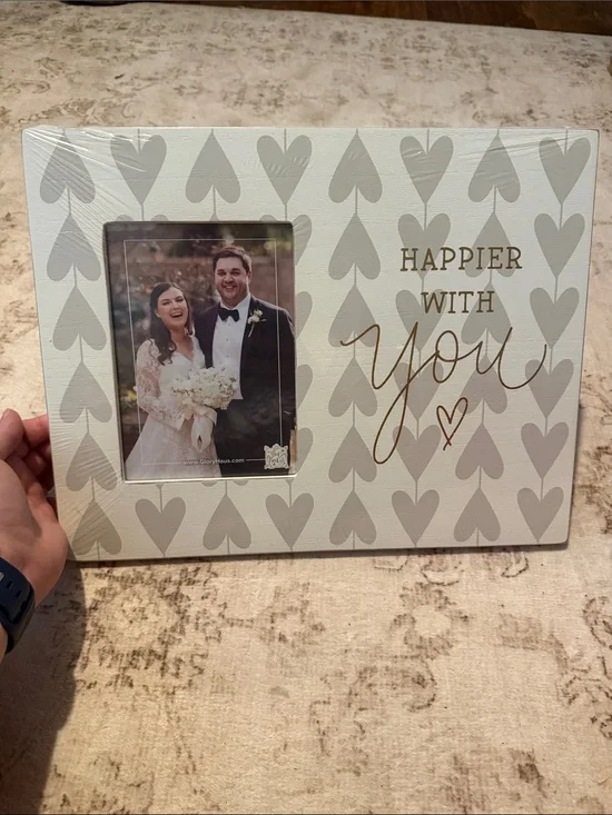 Happier With You Gray & Gold Photo Frame
