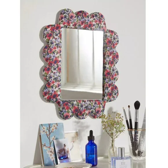 Urban Outfitters Elizabeth Padded Mirror Scalloped Floral