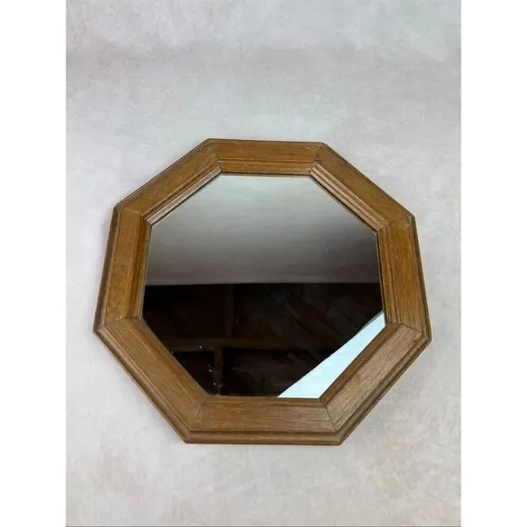 Vintage Wooden Octagon Mirror Cottagecore READ