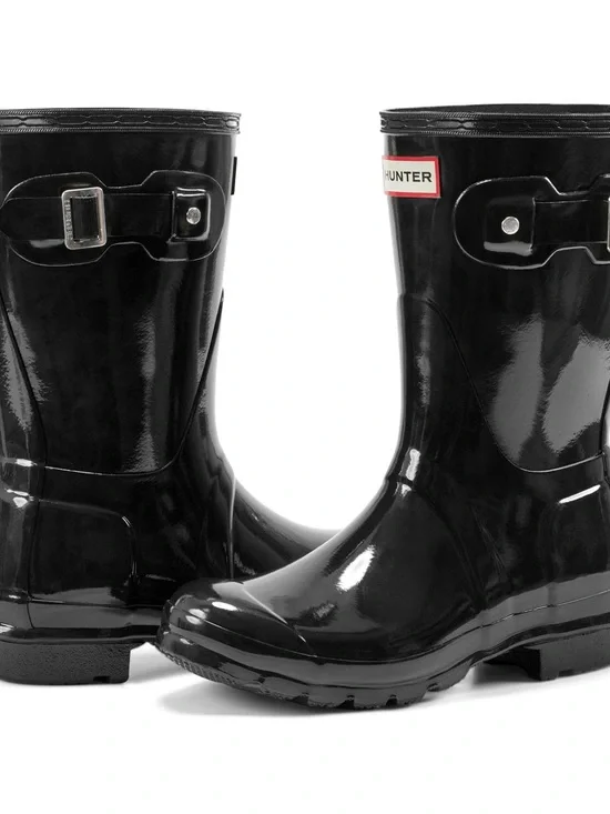 Hunter Short Gloss Black Rain Boots