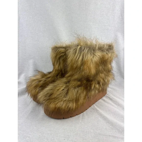 A New Day Brown Faux‎ Fur Shaggy Winter Boots Memory Foam Womens 11