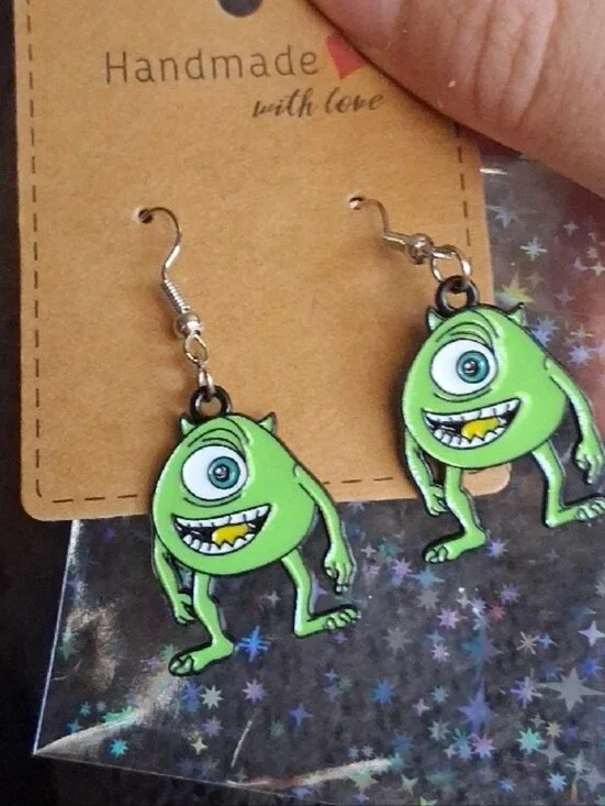 $8 Each Or Bundle 5/$20 Handmade Mike Wazowski Inspired Green Earrings