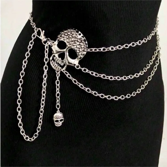 Silver Skull Chain Belt