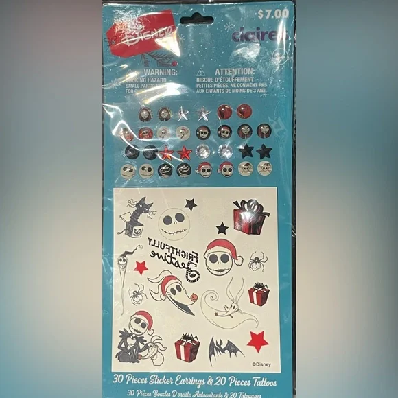 🔴3/$12 Disney’s The Nightmare Before Christmas Earring‎ Sticker & Tattoo Set!