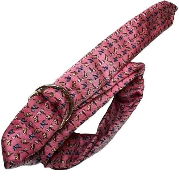 Old Navy Vintage Y2K Pink Scarf Dragonfly Silk Belt