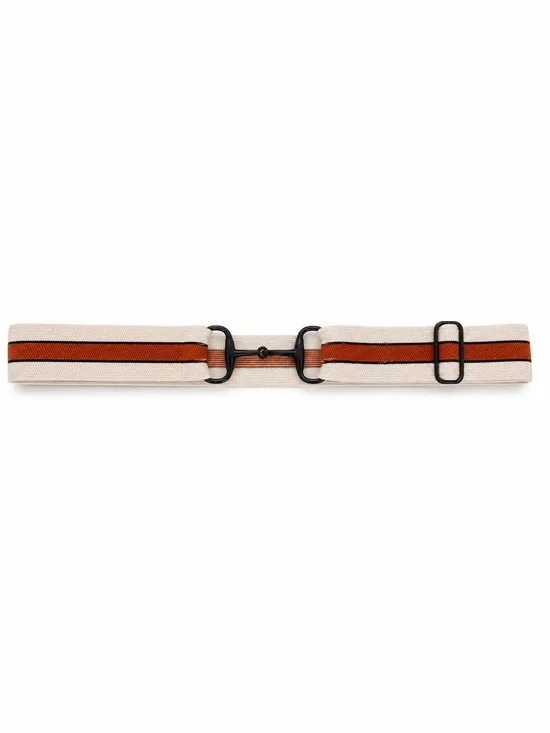 Ellany Equestrian Bit Stretch Belt - Cream, Rust & Black