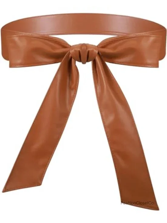Women PU Leather Obi Belt Wrap Tie Waist Sash for Dress