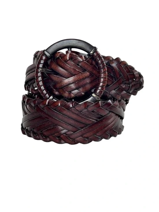 Wide Brown Genuine Leather Woven Belt Braided Western Boho