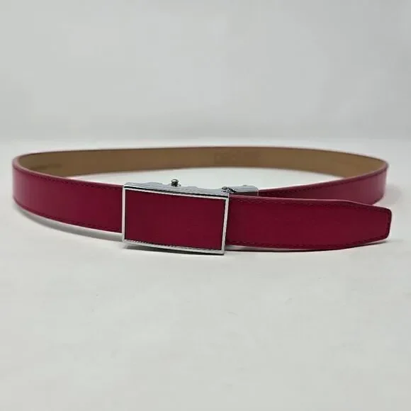 NEXBELT GOLF HIDDEN MARKER PINK LEATHER WOMENS BELT NO HOLES SIZE 00-8 EUC