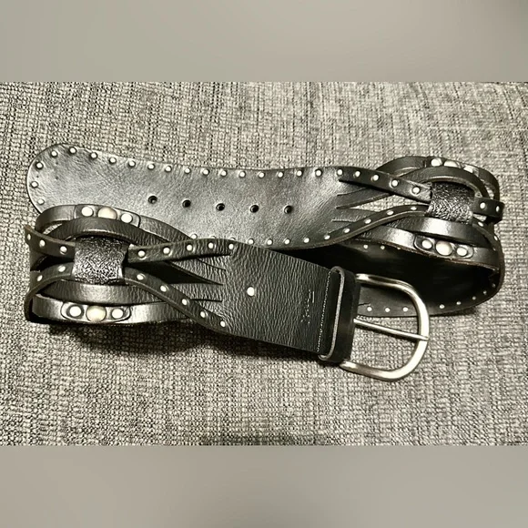 Black Studded Leather Women's Fashion Belt