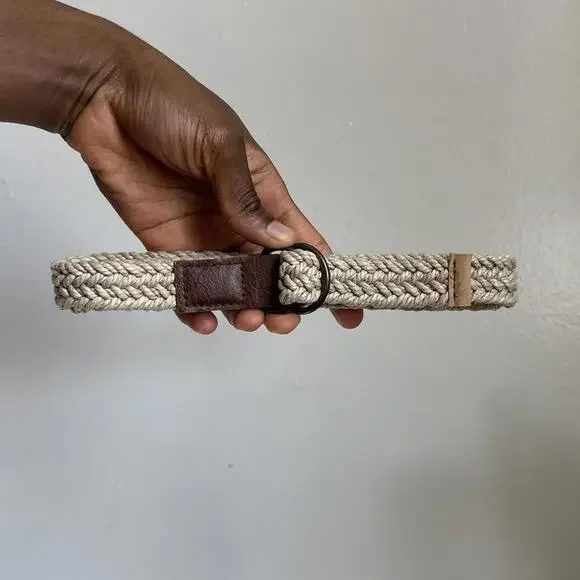 Vintage Braided Rope belt with ajustable D-ring buckle size 4 fits‎ like S-M