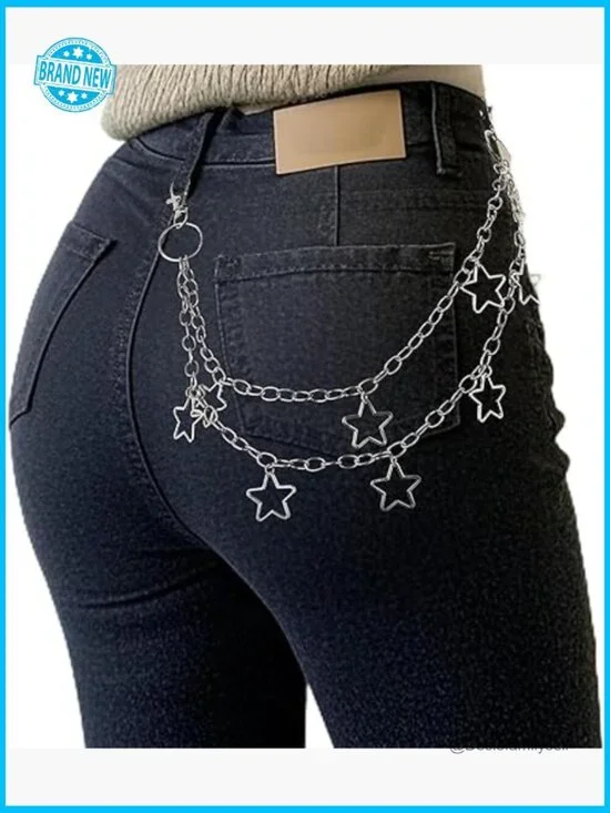 Y2K Star Pants Chain Punk Goth Waist Chain Rock Style Outfit Accessory