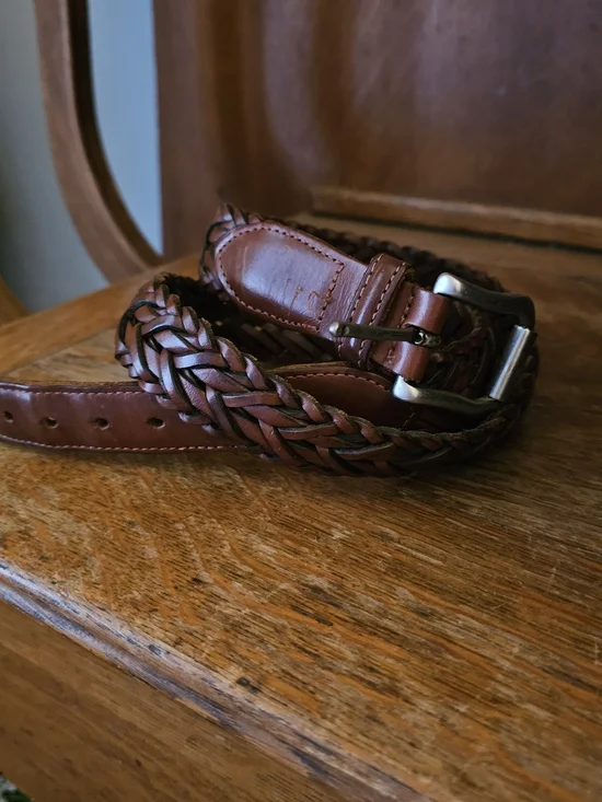 Coach Brown Woven Leather Belt | Made in Turkey | Size 34 | Boho Vintage