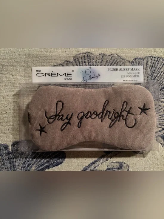 The Crème Shop Say Goodnight Plush Sleep Mask Gray New in Package