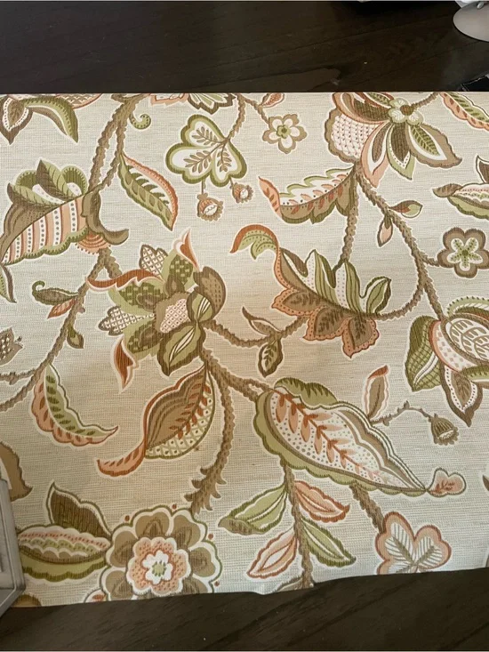 Vintage Floral Vine Wallpaper Panel in Cream, Green, and Tan