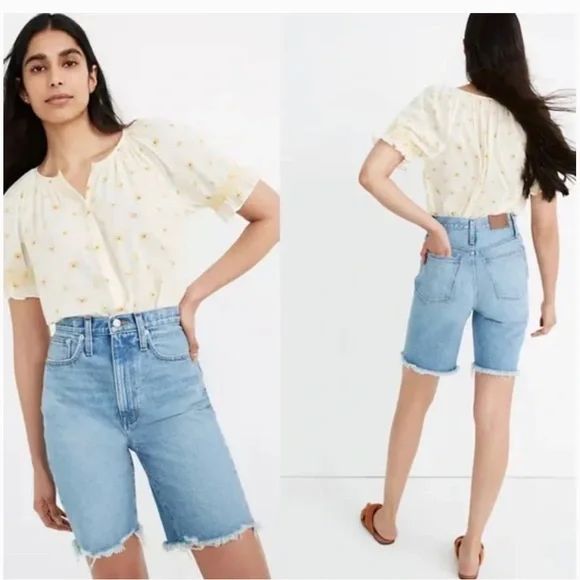Madewell High‎ Rise Mid Length Denim Shorts