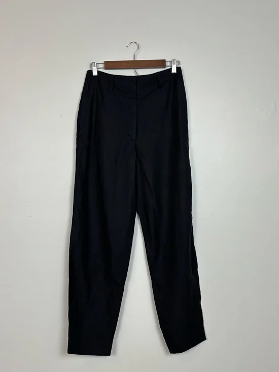 COS Pants‎ Womens 6 Black Tailored Regular Fit Straight Leg Trousers Linen Blend