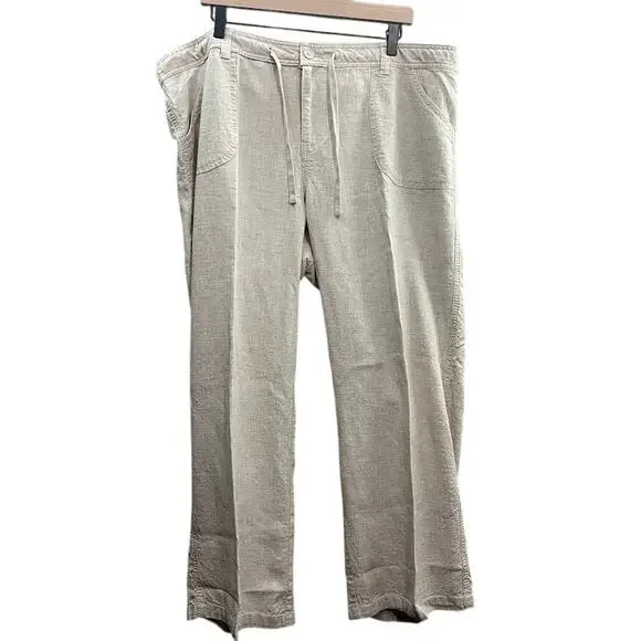 H&M Cream Linen‎ Drawstring Pants Sixe XL