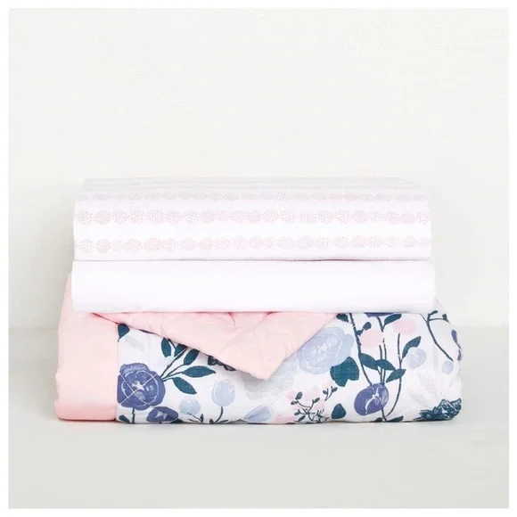 New aden + anais Essentials Floral Blue & Pink 3-Crib Piece Bedding Set