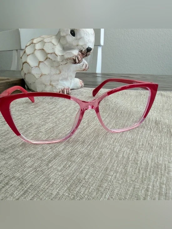 New! Trendy Raspberry Pink Gradient Two Toned Blue Light Blocking Glasses