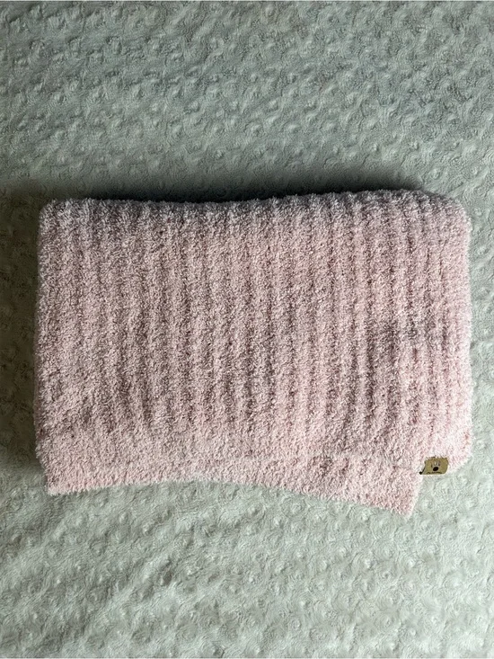 Bearpaw Pink Chenille Baby Blanket Sweater Knit Soft Ribbed Security Lovey