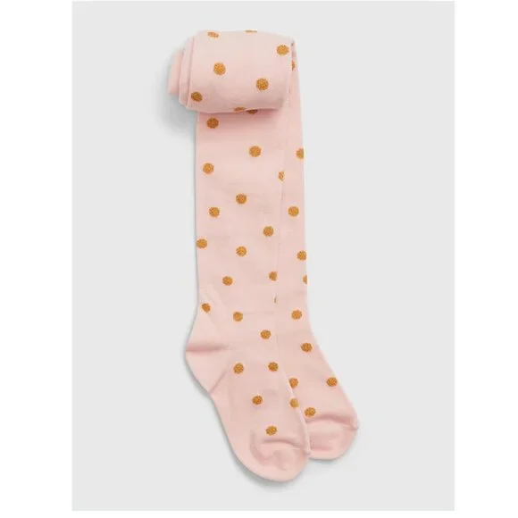 GAP Kids Metallic Print Polka Dot Tights Pink